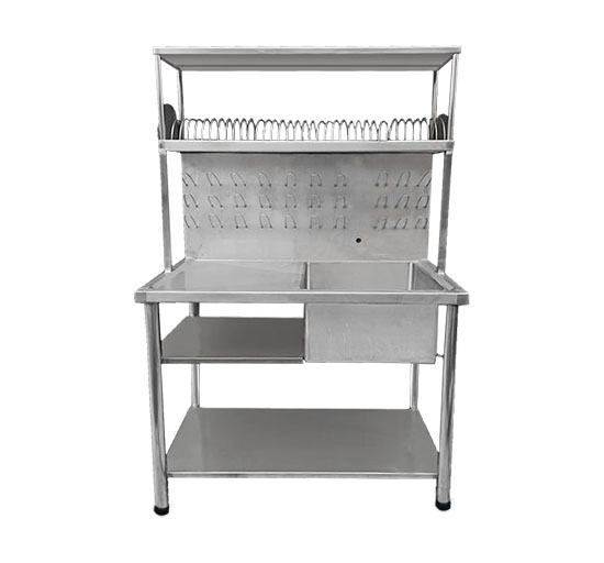 LAVADERO DE UNA POZA CON ESCURRIDOR DE VASOS Y PLATOS